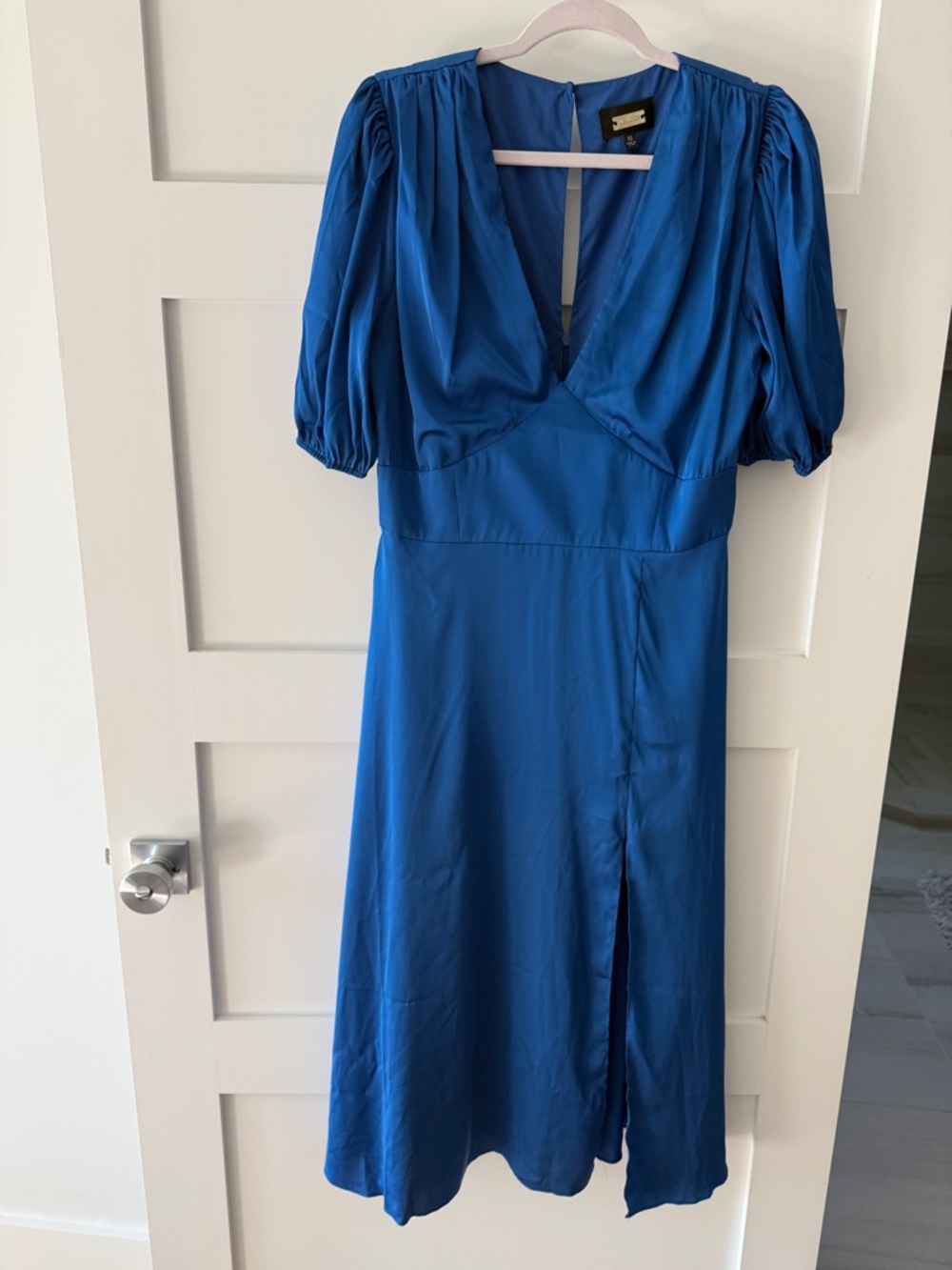Alexia Admor Cobalt Blue Puff-Sleeve Midi Dress